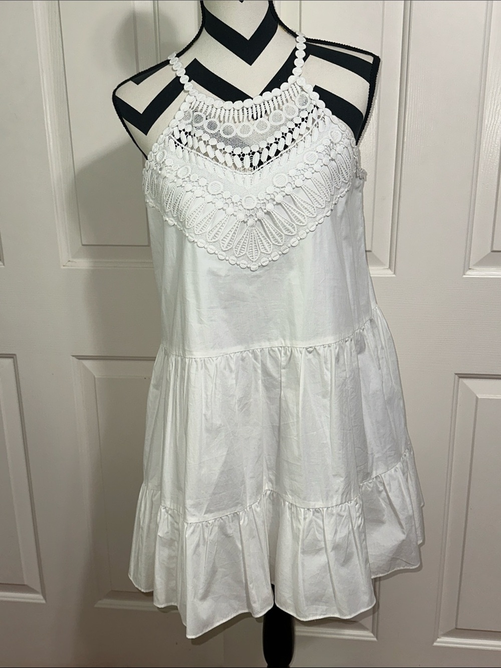 Lilly Pulitzer White Crochet Halter Dress with Pockets